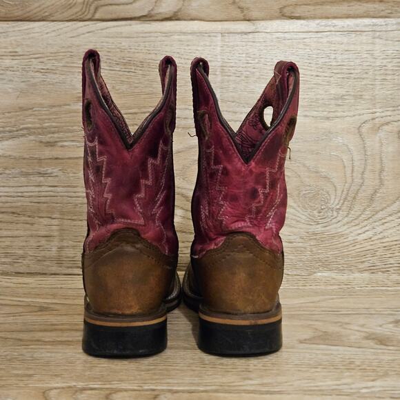 Shyanne Western Cowboy Boots Youth Size 12D Pink/Tan Square Toe Little Girls - Picture 5 of 10